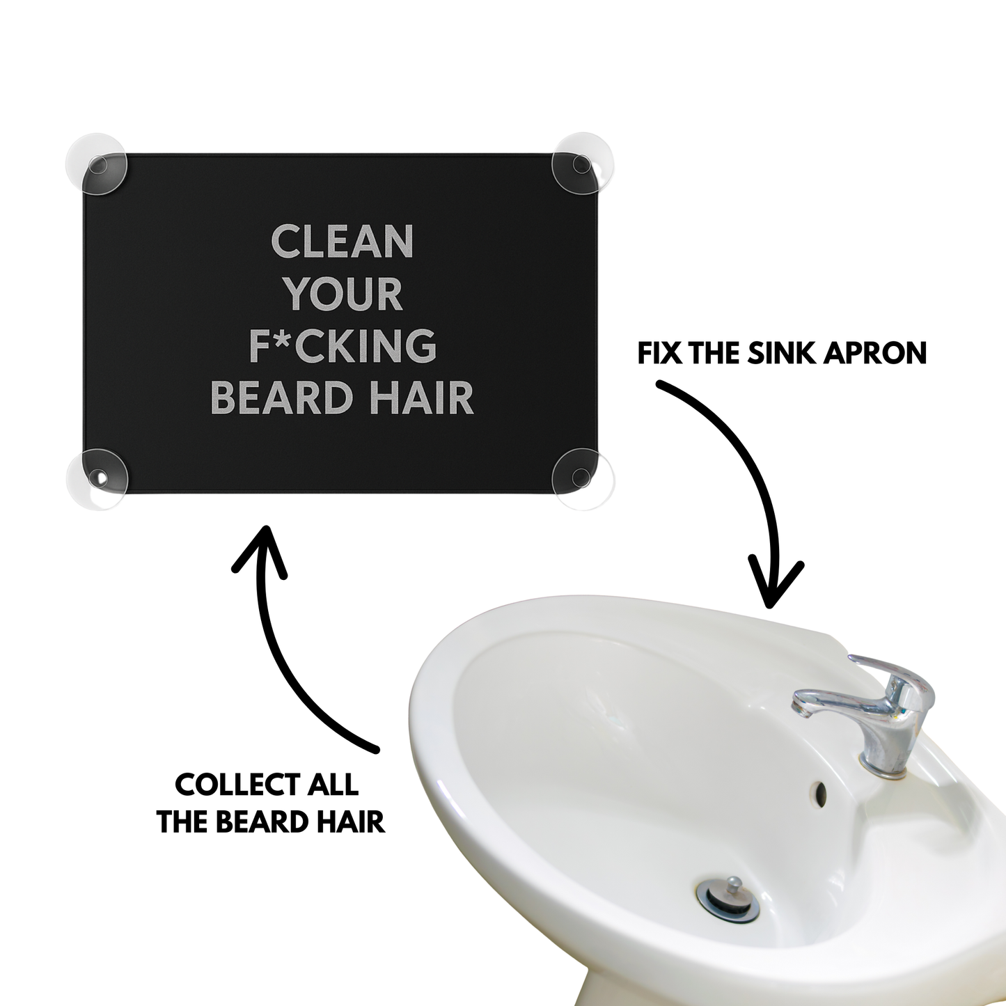 Grembiule da lavello per peli di barba con ventose e facile da piegare e pulire